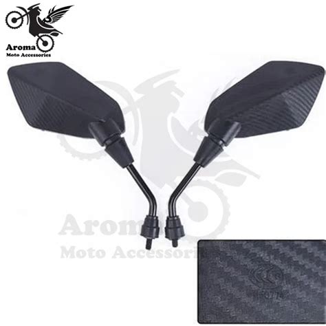 Espejos Laterales De Motocicleta Retrovisor De Fibra De Carbono Negro