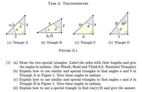 Solved Task 2 Trigonometry 1 A Draw The Two Special