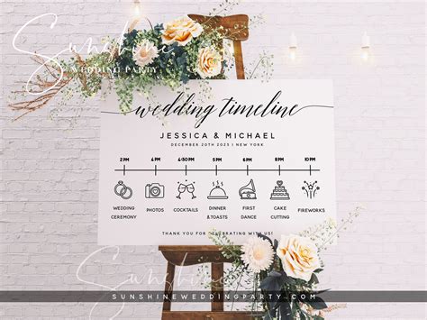 Wedding Itinerary Sign Template Modern Wedding Timeline Sign Etsy