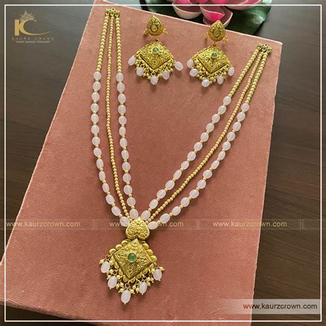 Shahinur Traditional Antique Gold Plated Long Necklace Set Kaurzcrown