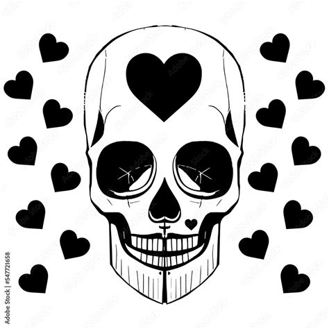 sugar skull female love drawing hand drawn vector black and white clip ...