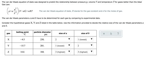 Solved The Van Der Waals Equation Of State Was Designed To Chegg