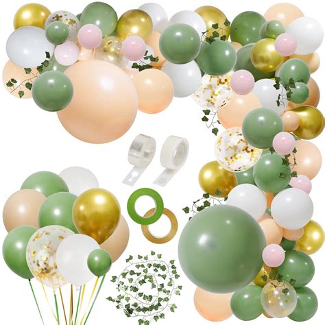 Buy Rubfac Pcs Sage Green Pink Balloon Garland Arch Kit Olive Green