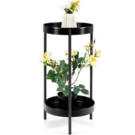 Costway Stoeckiger Pflanzenstaender Metall Blumenstaender Mit Ablage