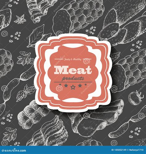 Vector Background With Meat Products Stock Vector Illustration Of