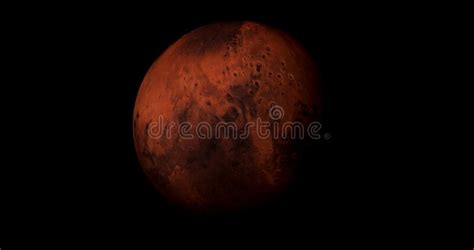 Planet Mars Sun Rise Isolate On Dark Front View Of Mars Planet From D