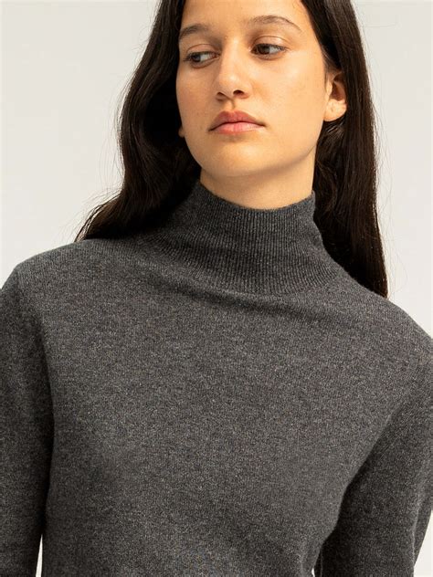 Purecashmere Nyc Simple High Neck Sweater Graphite Garmentory