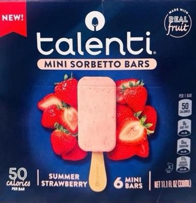 Talenti Mini Sorbetto Fruit Bars Summer Strawberry With Real Fruit