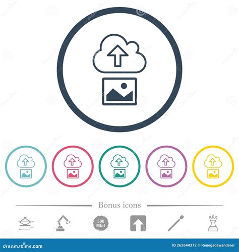 Cargar Imagen En El Contorno En La Nube Iconos De Color Plano En Los