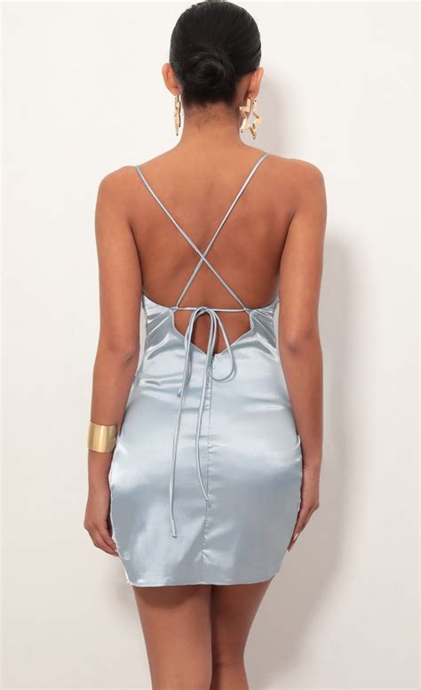 Love Lies Satin Dress In Light Blue Lucy In The Sky