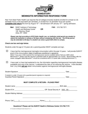 Meningitis Information Fill Online Printable Fillable Blank