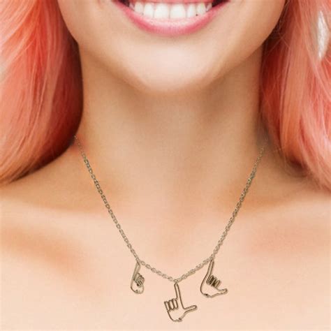 Ily Sign Language Necklace I Love You Silver Hands By Exaltation