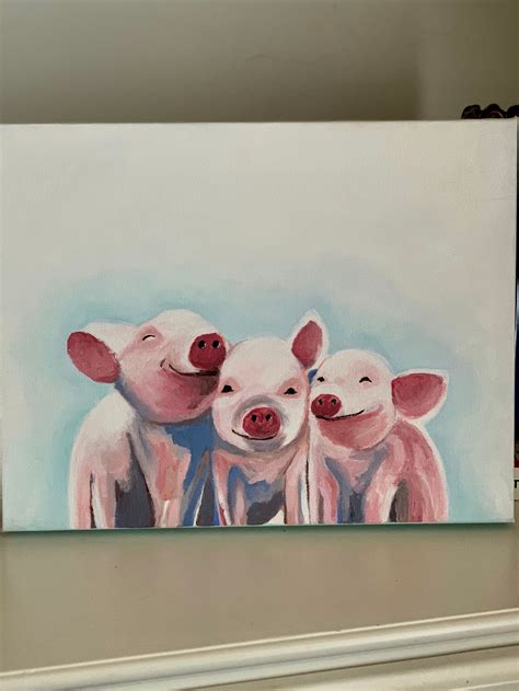 Three Little Pigs Pig Acrylic Painting On 11x14 Level 3 Etsy