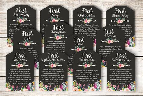 Marriage Milestone Wine Basket Tags A Year Of First Wine Etsy