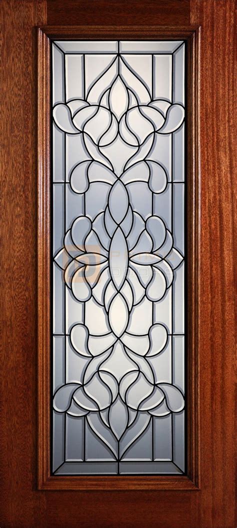 6 8 Full Lite Decorative Glass Mahogany Wood Front Door PD 308L CB