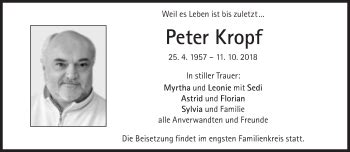 Traueranzeigen Von Peter Kropf Sz Gedenken De