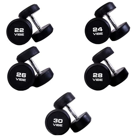 Round Rubber Dumbbells Set, 22 - 30 Kg (Pairs) - Vibe
