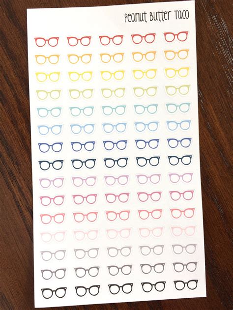 Glasses Planner Stickers Eyeglasses Stickers Rainbow Etsy