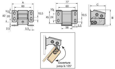 Charnière invisible Type Invisible Ouverture jusqu à 125 Matière