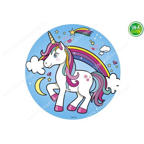 Obleas para tarta Unicornio PAPEL COMESTIBLE Oblea 20 cm Diámetro