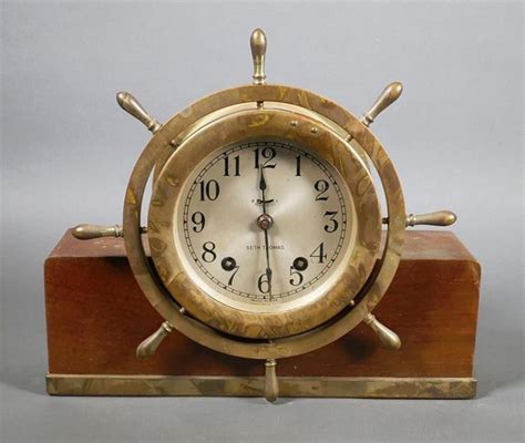 Seth Thomas Ship S Wheel Mantel Clock Working Nautical Bell Antique Brass Antique Price