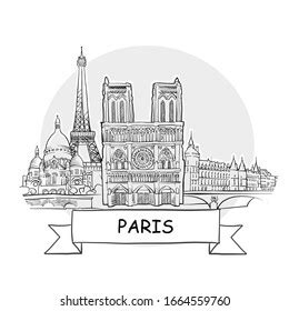 Paris Handdrawn Urban Vector Sign Black Stock Vector Royalty Free