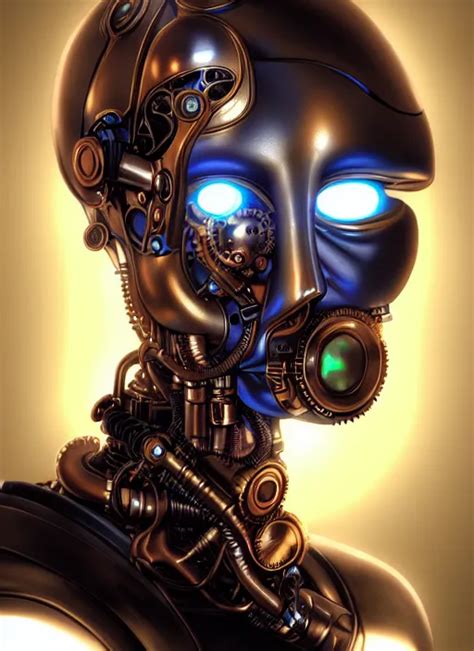 Portrait Of A Steampunk Robot Woman In With Neon Stable Diffusion