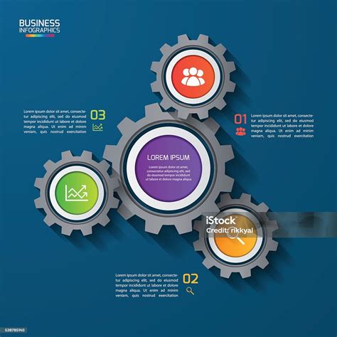 Ilustrații De Stoc Cu Șablon Infografic Vectorial Cu Angrenaje Rotițe