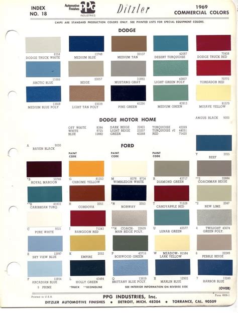 Paint Chips 1969 Ford Truck Paint Charts Car Paint Colors Paint