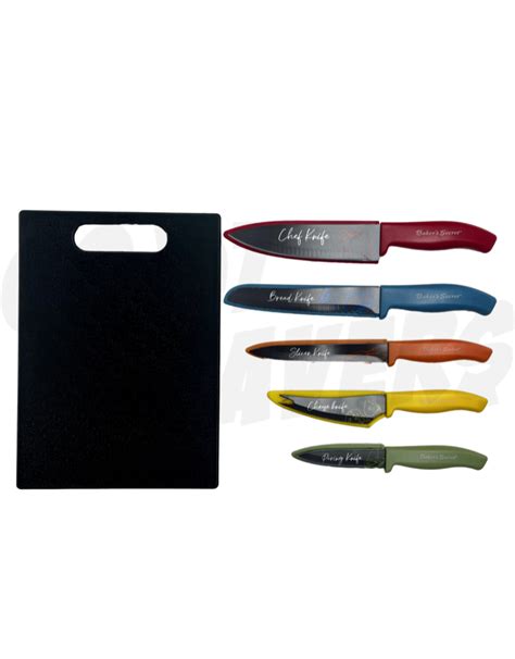 Baker S Secret Pc Coloured Knife Set W Cutting Board Cost Savers