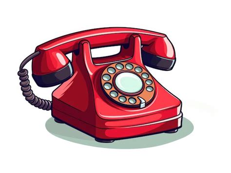 Red Vintage Rotary Phone Illustration On White Background Premium AI