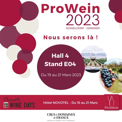 Nous serons à Prowein Crus et Domaines de France