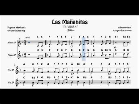 Las Ma Anitas Easy Notes Full Sheet Music For Flute Violin Oboe In F