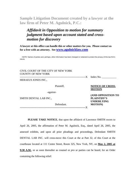 Pdf Affidavit In Opposition To Motion For Summary Judgment Pdf