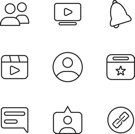 A Small Collection Of Black Line Icons Of Media Symbols In One 24645606