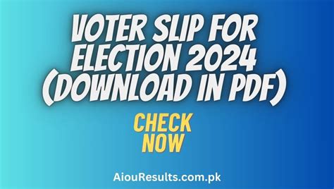 Voter Slip For Election 2024 Download In Pdf