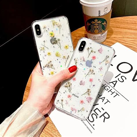 Real Flowers Dried Flowers Transparent Soft TPU Pressed Flower For