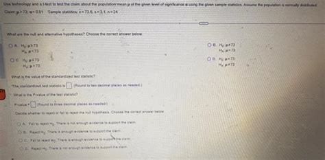 Solved Use Technology And A T Test To Test The Claim About Chegg