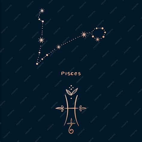 Premium Vector Horoscope Zodiac Sign Pisces In Constellation Style With Line And Stars On Dark