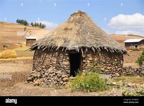 African Round Hut Traditional Dwelling In The Rural Countryside