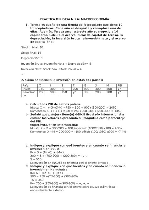 Practica Dirigida Macroeconomia Pr Ctica Dirigida N