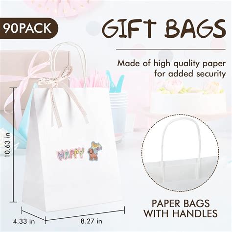 Paquete De 90 Bolsas De Regalo De Papel Con Asas A Granel 8 X 45 X 108