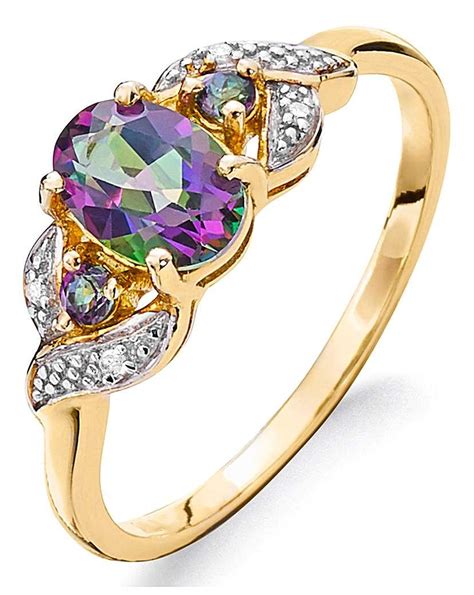 9ct Gold Mystic Topaz And Diamond Ring Mystic Topaz Buying Gold