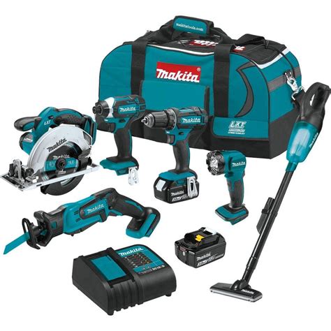 Makita 18v Lithium Ion Cordless 6 Piece Kit Drill Driver Impact