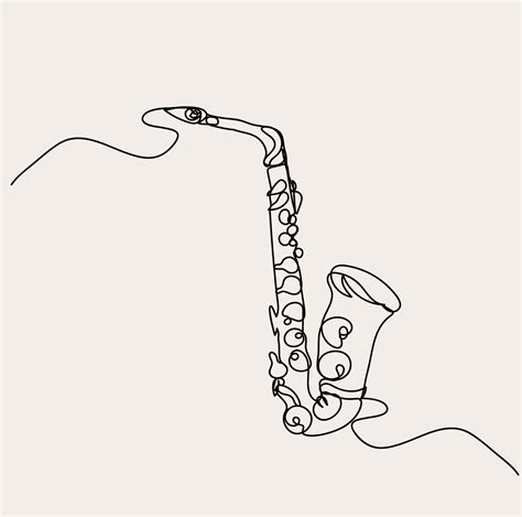 Minimalist Music Line Art Saxophone Outline Drawing Simple Sketch