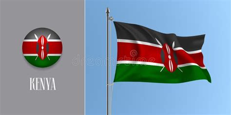 Flag Kenyan Pole Waving Stock Illustrations Flag Kenyan Pole