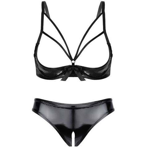 Iiniim Body Cuir Verni Femme Sexy Soutien Gorge Sein Nu Sous Vêtements