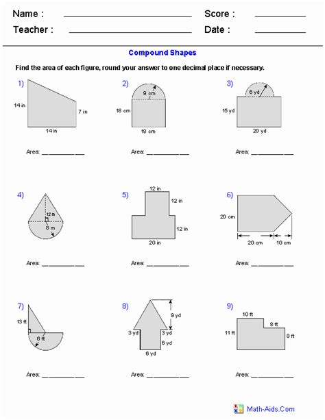 Surface Area Of Composite Figures Worksheets With Answers