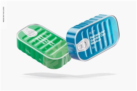 Premium Psd Rectangular Sardine Cans Mockup Floating