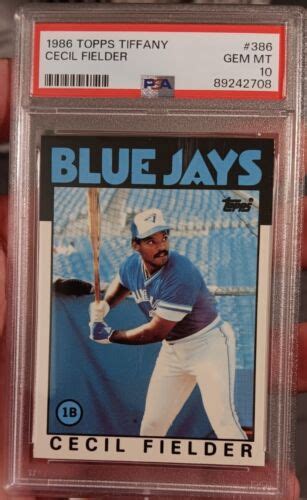 1986 Topps Tiffany 386 Cecil Fielder Rookie Card PSA 10 GEM MINT Blue